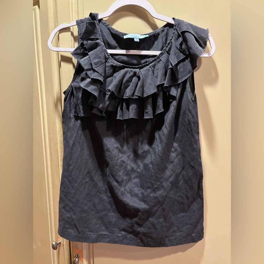 ANTONIO MELANI Charcoal Ruffled Blouse